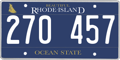 RI license plate 270457
