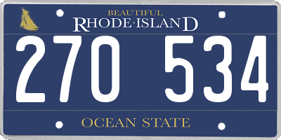 RI license plate 270534
