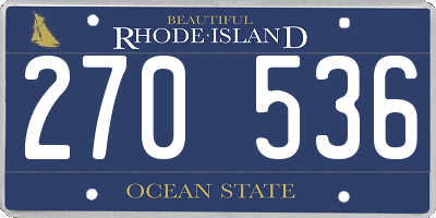 RI license plate 270536