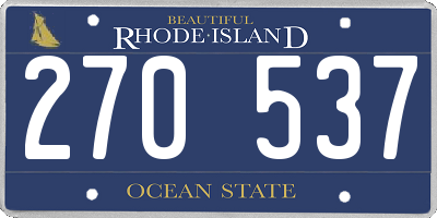 RI license plate 270537