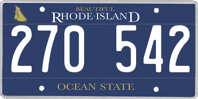 RI license plate 270542