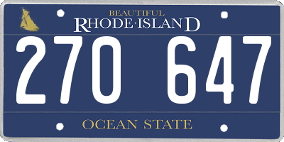 RI license plate 270647