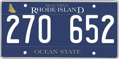RI license plate 270652
