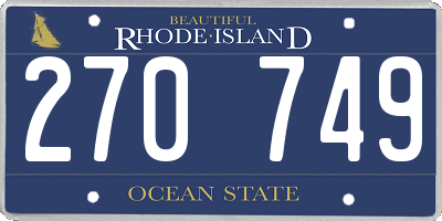 RI license plate 270749