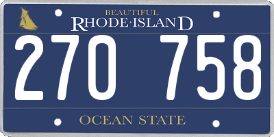 RI license plate 270758