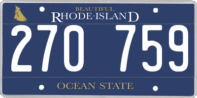 RI license plate 270759