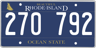RI license plate 270792