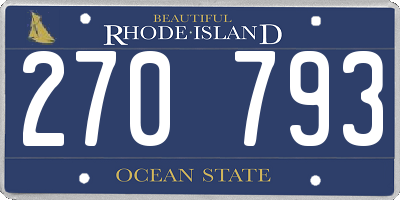 RI license plate 270793