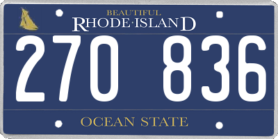 RI license plate 270836