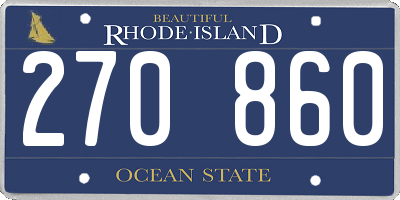 RI license plate 270860