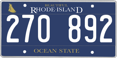 RI license plate 270892