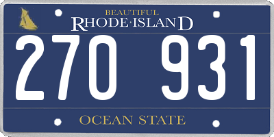 RI license plate 270931