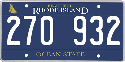 RI license plate 270932