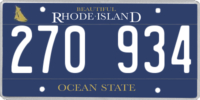 RI license plate 270934