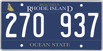 RI license plate 270937
