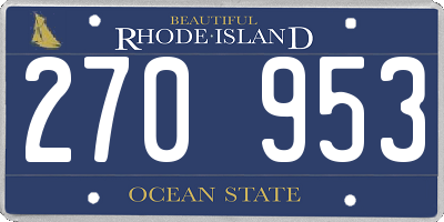 RI license plate 270953