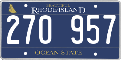 RI license plate 270957