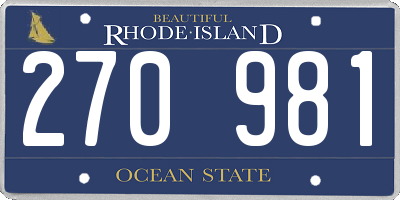 RI license plate 270981