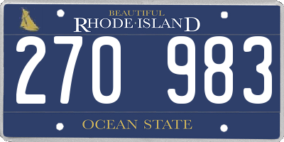 RI license plate 270983