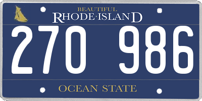 RI license plate 270986