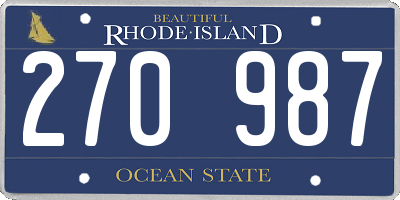 RI license plate 270987