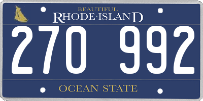 RI license plate 270992