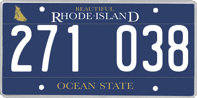 RI license plate 271038