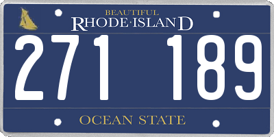 RI license plate 271189