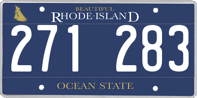 RI license plate 271283