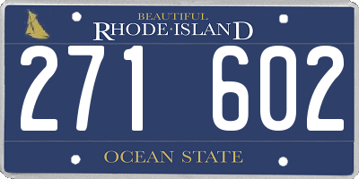 RI license plate 271602