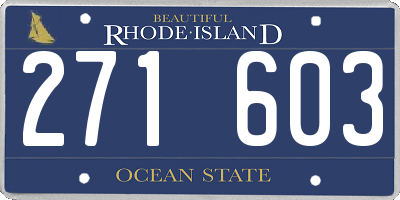 RI license plate 271603