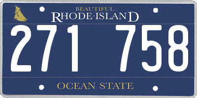 RI license plate 271758