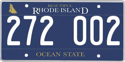 RI license plate 272002