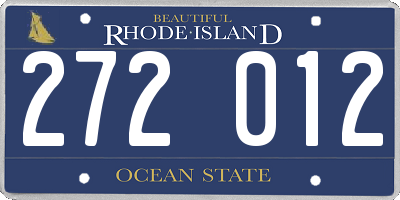 RI license plate 272012