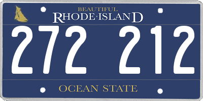 RI license plate 272212