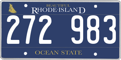RI license plate 272983
