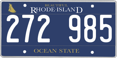 RI license plate 272985