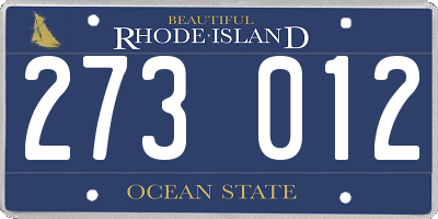 RI license plate 273012