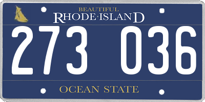 RI license plate 273036