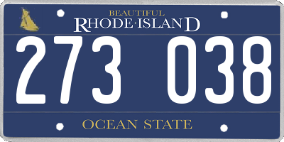 RI license plate 273038
