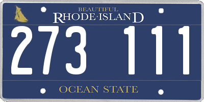 RI license plate 273111