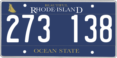 RI license plate 273138