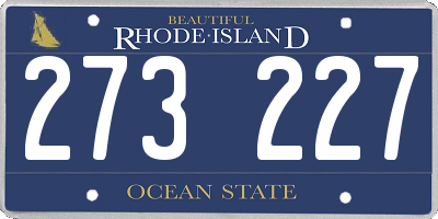 RI license plate 273227