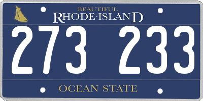 RI license plate 273233