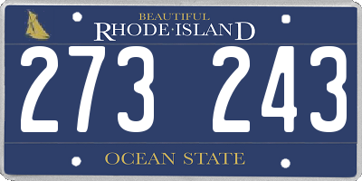 RI license plate 273243