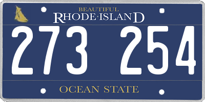 RI license plate 273254