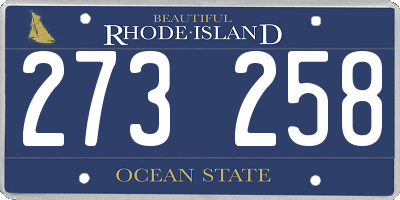 RI license plate 273258