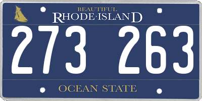 RI license plate 273263