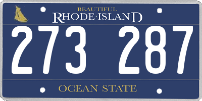 RI license plate 273287