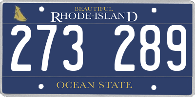RI license plate 273289